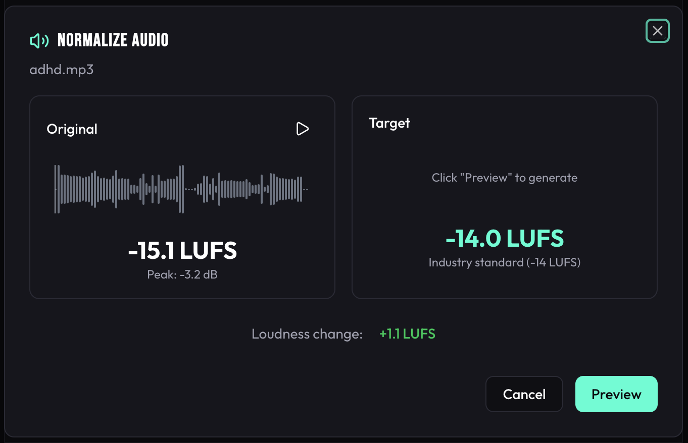 Normalisation Preview